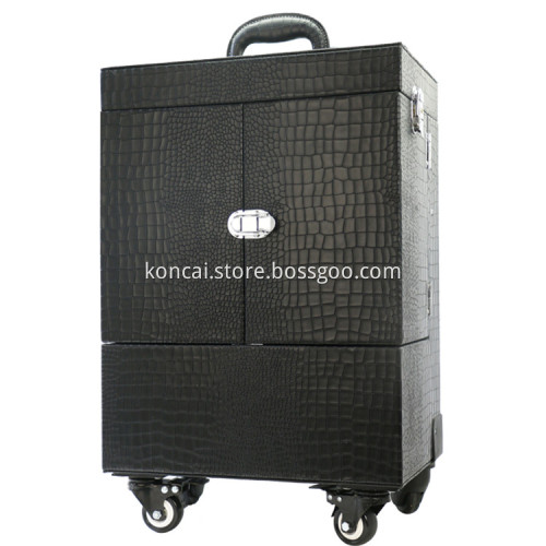 Aluminum Cosmetic Cases With Trolley Leather Cosmetic Bag
